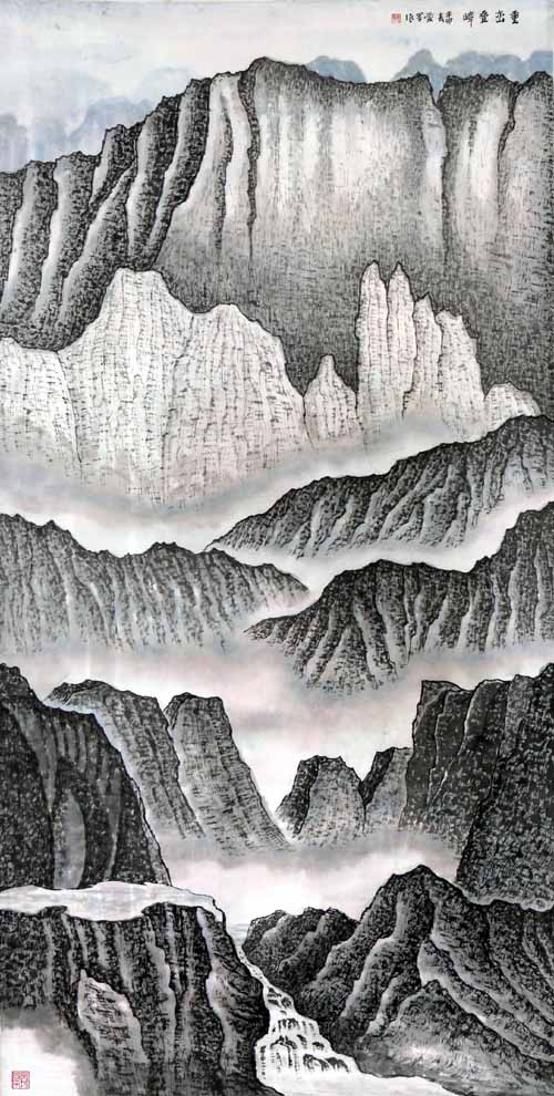 王爱军先生作品:重峦叠翠68x136cm
