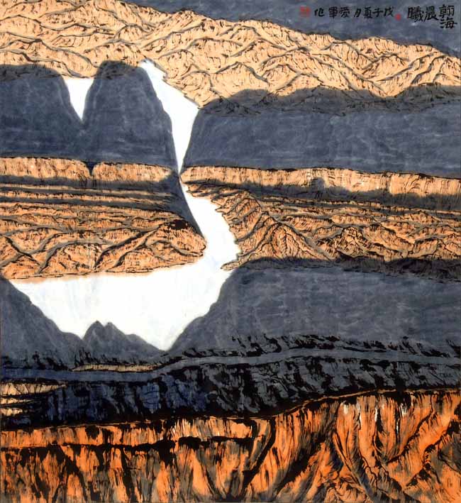 王爱军先生作品:瀚海晨曦92x92cm