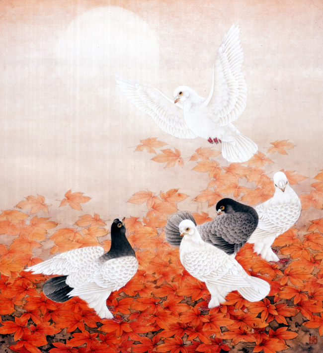 中国画家陈禾青先生作品欣赏:晚秋和风  100x75cm