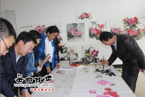 38名书画家甘肃通渭县举办交流笔会