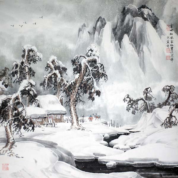 张家纯先生作品赏析-雪岭松风 68ｘ68  2010年