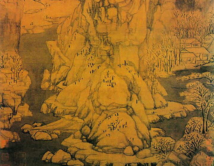 中国山水画历史名作赏析-元 黄公望《九峰雪霁图》局部大图