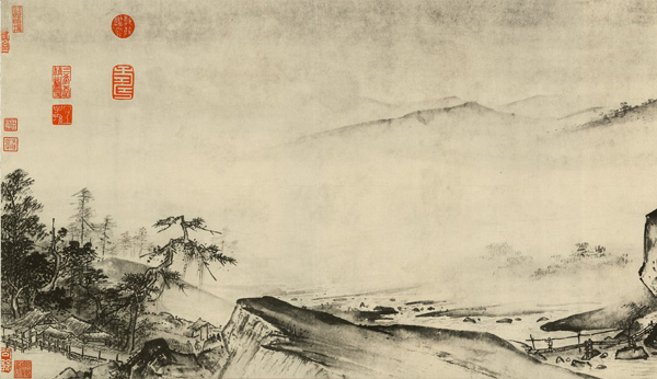 中国山水画历史名作赏析-夏圭《溪山清远卷》