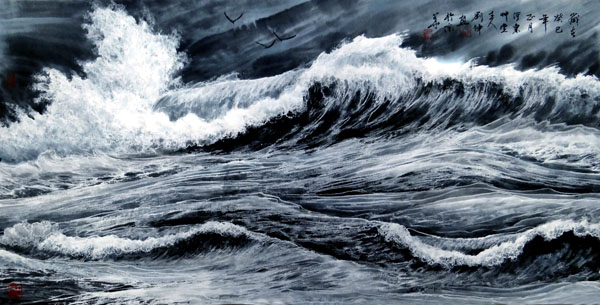 刘坤山水画作品-大风歌(138×69cm)