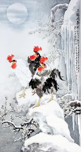 雄鸡一唱天下白——观陈学周《百鸡图》