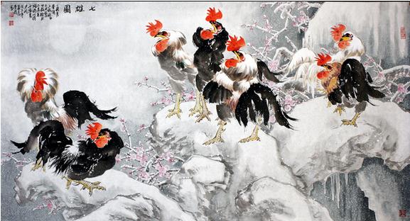 雄鸡一唱天下白——观陈学周《百鸡图》