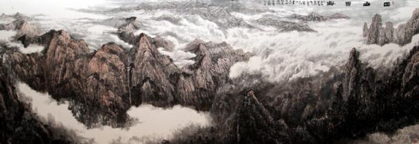 军旅画家肖文斌山水画《太行云高》赏析