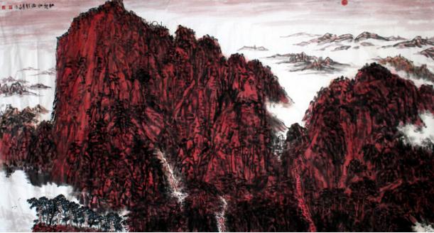 军旅画家肖文斌山水画《太行云高》赏析