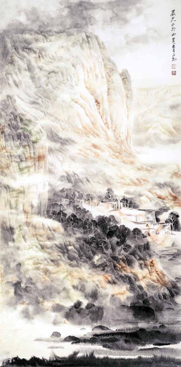 中国山水画家张永乾作品:晨光山外山69+138