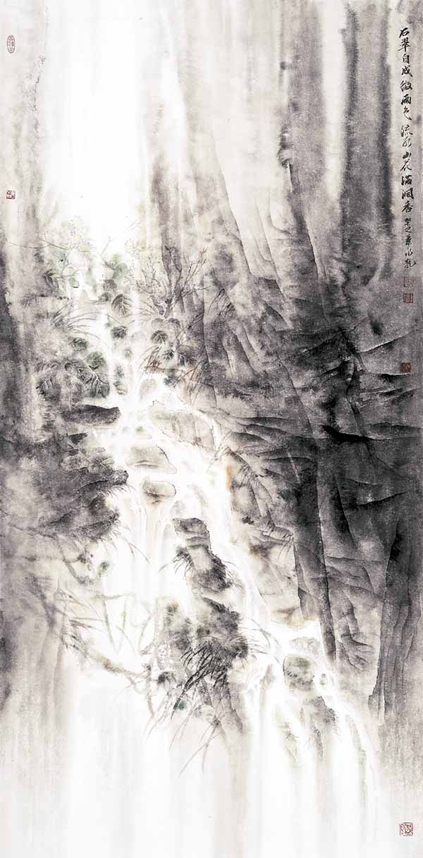 中国山水画家张永乾作品:石翠自成微雨色69+138