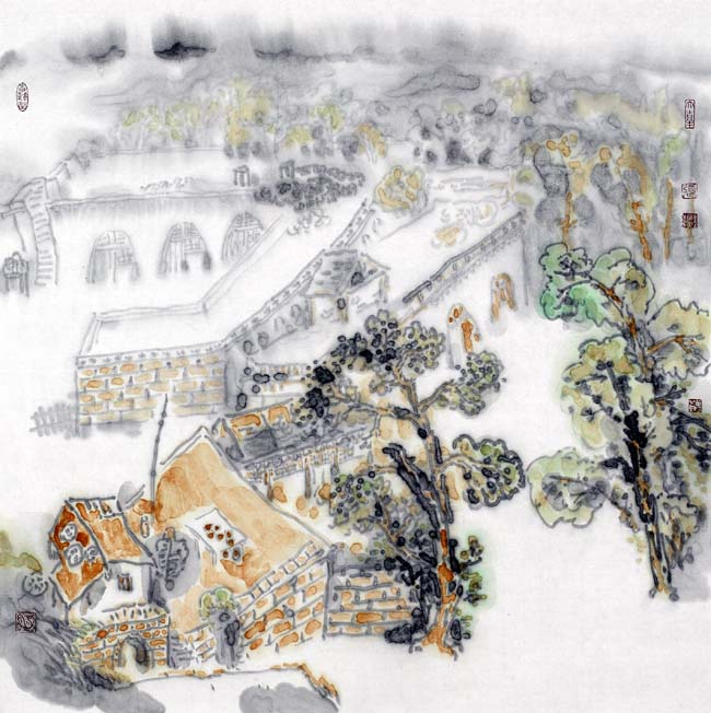 中国山水画家张永乾作品:春雨68X68
