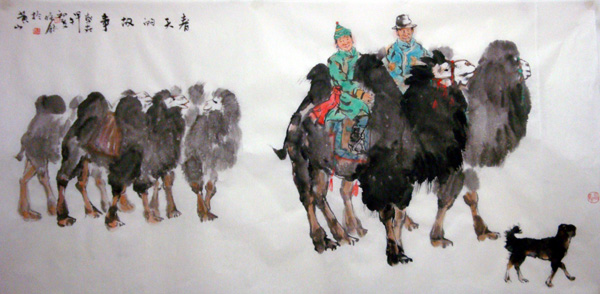 走向绿洲的骆驼-记著名画家王晓银
