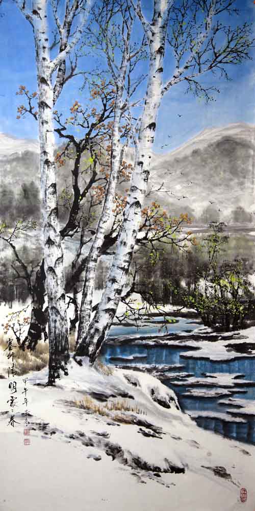 吕延冬 塞外清明处处春 136X68cm 2014年