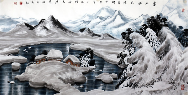 冰雪山水画家吴鸿鹏作品-塞北风光