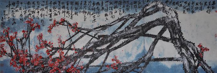 史春坡作品-奔驰走虬僵若铁+癸末年+227x90CM