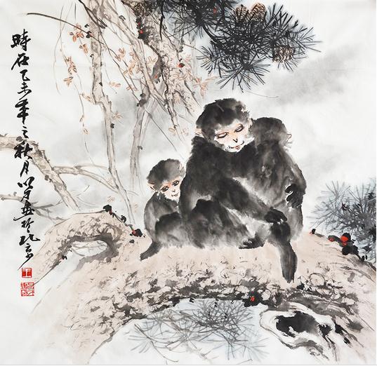 画家王以才笔下的顽猴世界