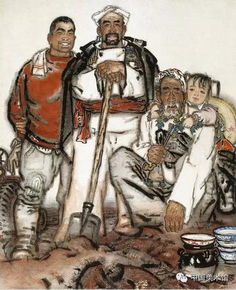 《祖孙四代》 刘文西 119×96.6cm 中国画 1962年