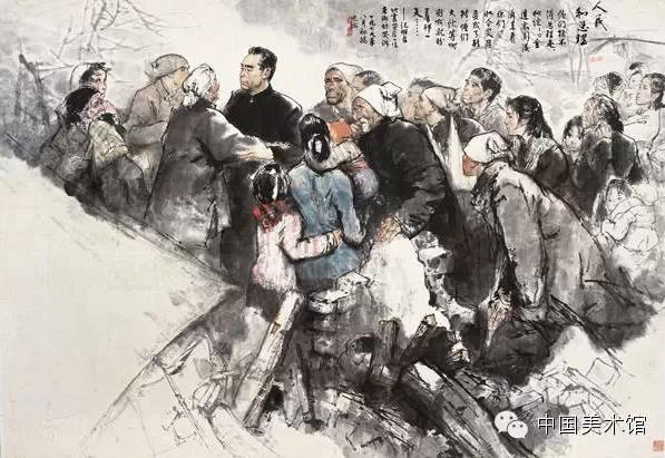 《人民和总理》 周思聪 151×217.5cm 中国画 1979年