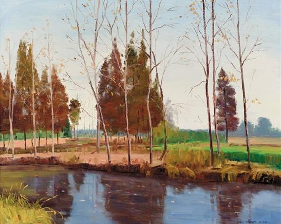 蔡国胜 湖乡秋水 80×100cm 2014年