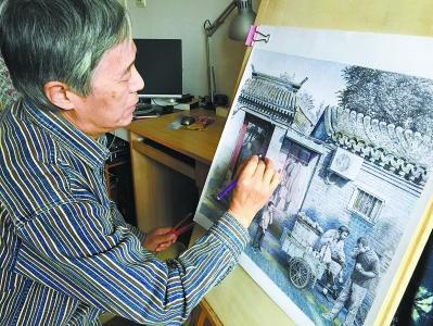 老夫妻勾画老北京 创作北京胡同系列钢笔画(图)