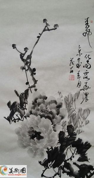 蔡茂友水墨牡丹作品欣赏