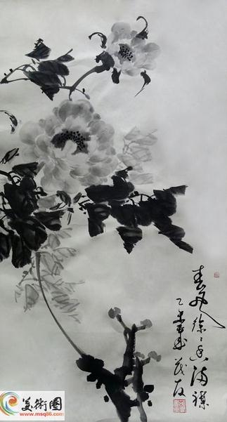 蔡茂友水墨牡丹作品欣赏