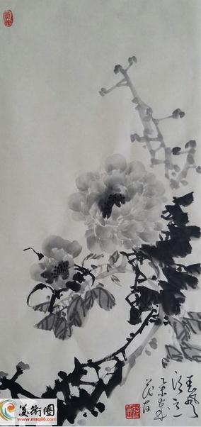蔡茂友水墨牡丹作品欣赏