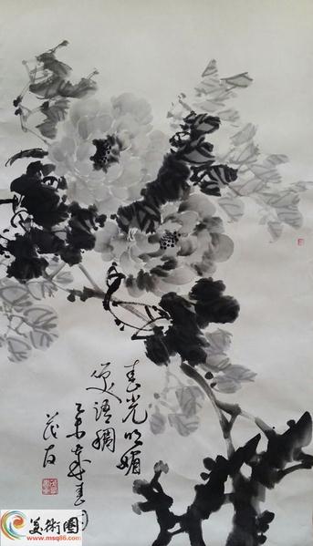 蔡茂友水墨牡丹作品欣赏