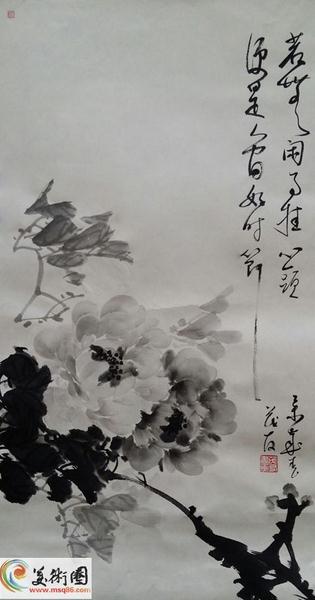 蔡茂友水墨牡丹作品欣赏