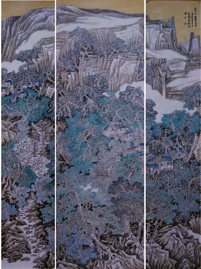 画家张全胜先生作品欣赏:《家山尽在翠色中》