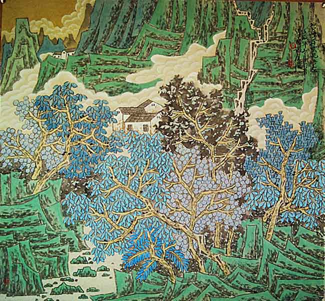 画家张全胜先生作品欣赏:《翠微人家》