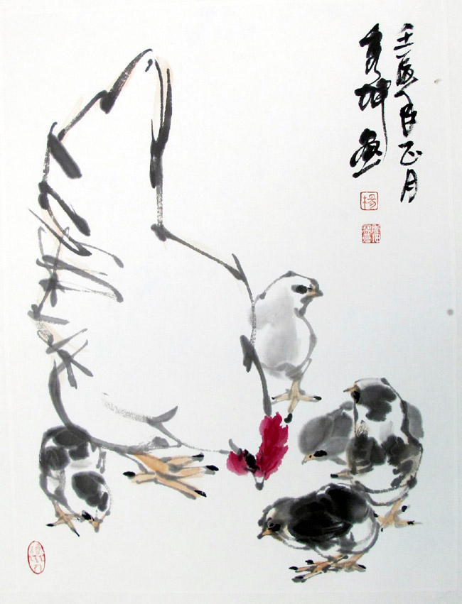子母鸡68×45cm 2012年杨秀坤