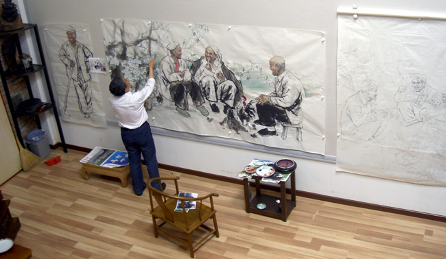 2008年杨秀坤在北京东郊的创作室