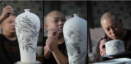 曹天:师行坤的瓷本水墨