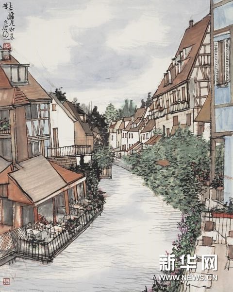 法国风景之二 纸本水墨设色 52.7x42cm 2015