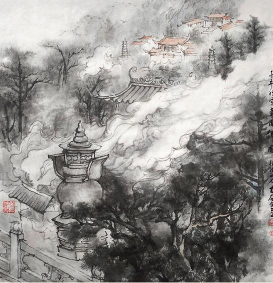墨笔写诗书、丹青绘美景---读古石先生山水画