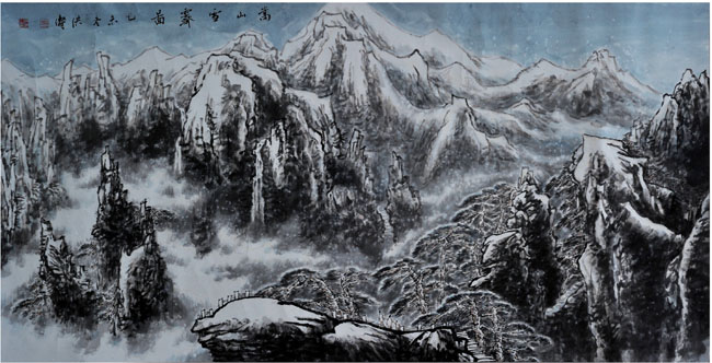 嵩山画家赵洪涛山水画作品：嵩山雪霁图