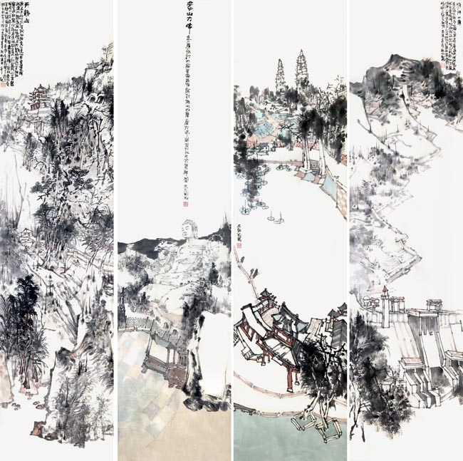 �ںӶ��� ��ɽ��� ˫����԰  ����ɽ140cmx34cmx4��.jpg