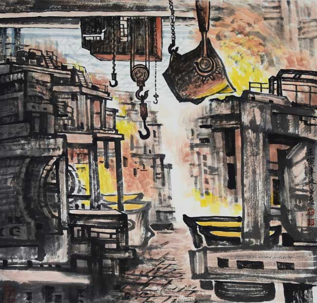 石学彦《厂区新貌之一》68x68cm.JPG 石学彦《厂区新貌之一》68x68cm.JPG