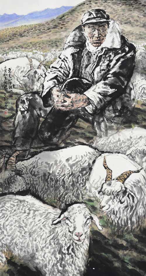 王晓银《焉支山下我的家之一》180x97cm.JPG 王晓银《焉支山下我的家之一》180x97cm.JPG