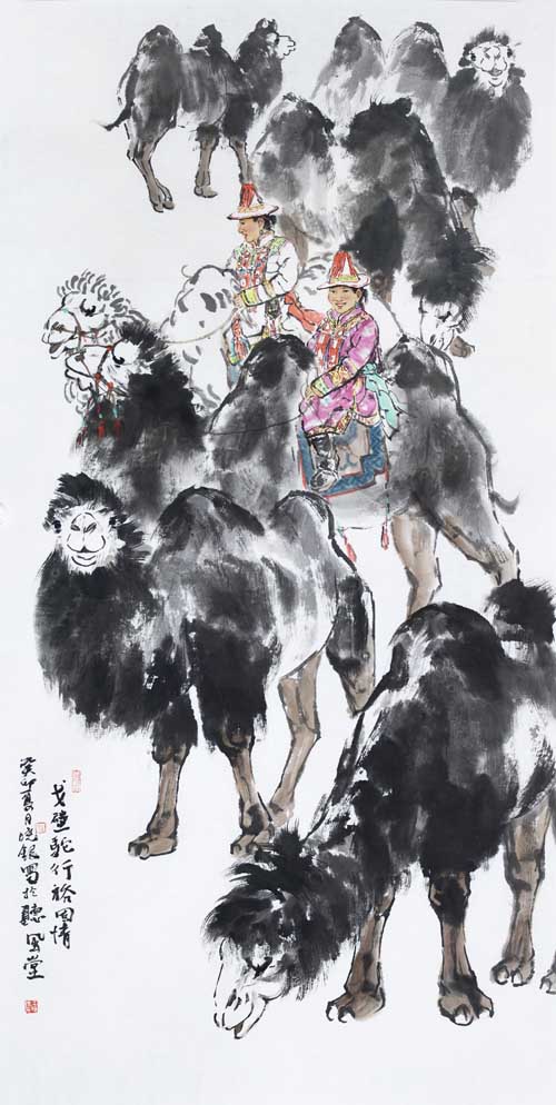 《戈壁驼行裕固情》137x68cm.JPG 《戈壁驼行裕固情》137x68cm.JPG