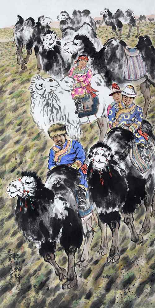 《裕固驼归》137x68cm.JPG 《裕固驼归》137x68cm.JPG