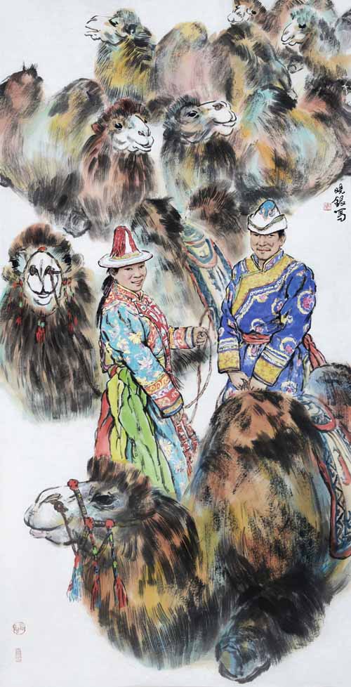 《裕固驼情》137x68cm.JPG 《裕固驼情》137x68cm.JPG