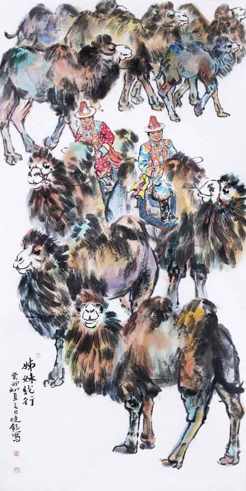 《姊妹驼行》137x68cm.JPG 《姊妹驼行》137x68cm.JPG