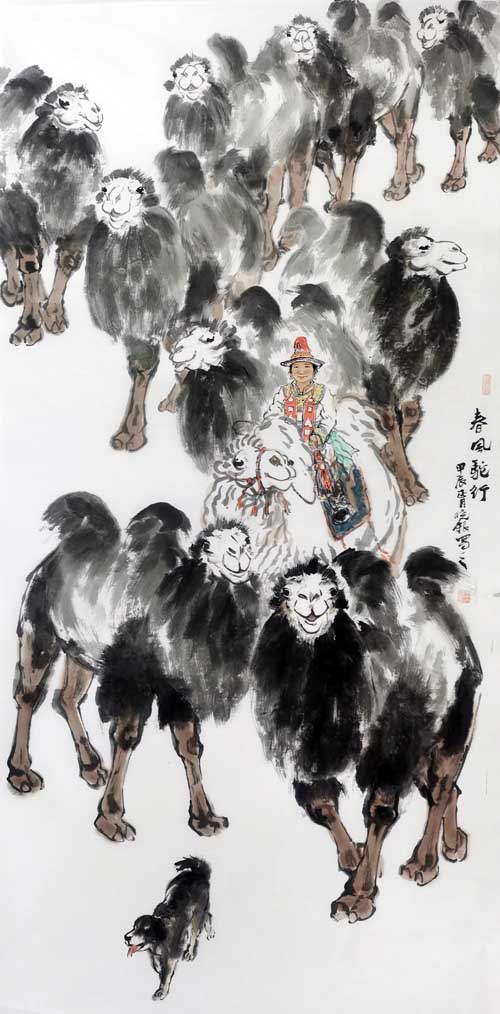 《春风驼行》137x68cm.jpg 《春风驼行》137x68cm.jpg